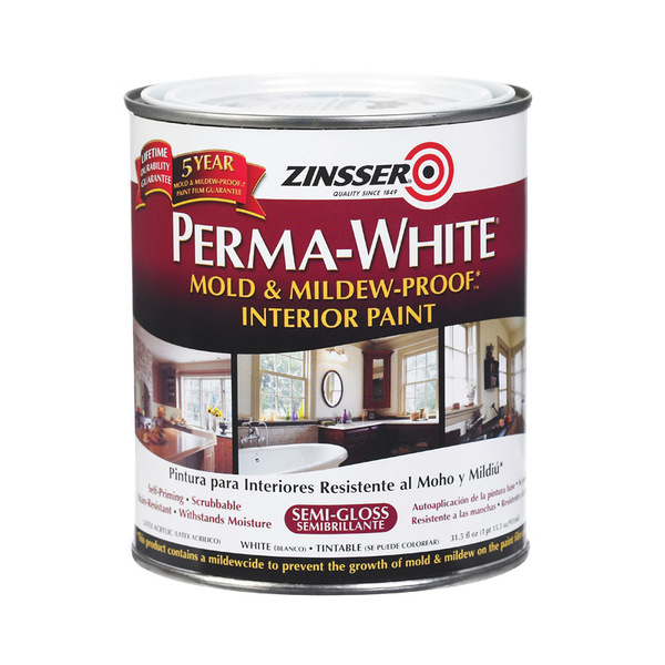 Zinsser Interior Paint, Gloss, White, 12 oz 2754